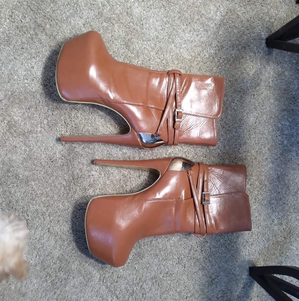 Tan stiletto ankle boots